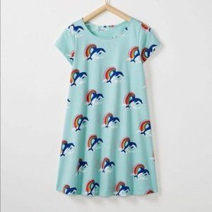 HANNA ANDERSSON 100% Cotton Dolphin Rainbow Swing Dress Size 3T 90cm